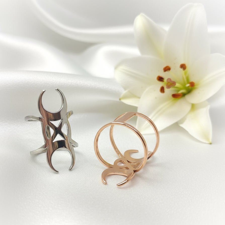 Bague lune sacré en acier inoxydable 3cm - Secret de Cristaux