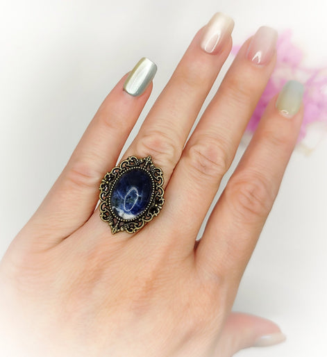 Bague en sodalite et en laiton - Secret de Cristaux