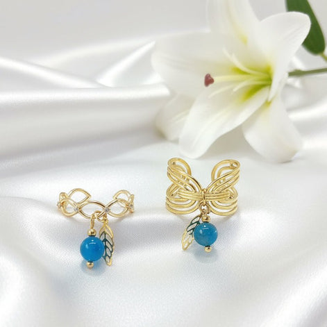 Bague en Apatite feuille doré fine ou large au choix - Secret de Cristaux