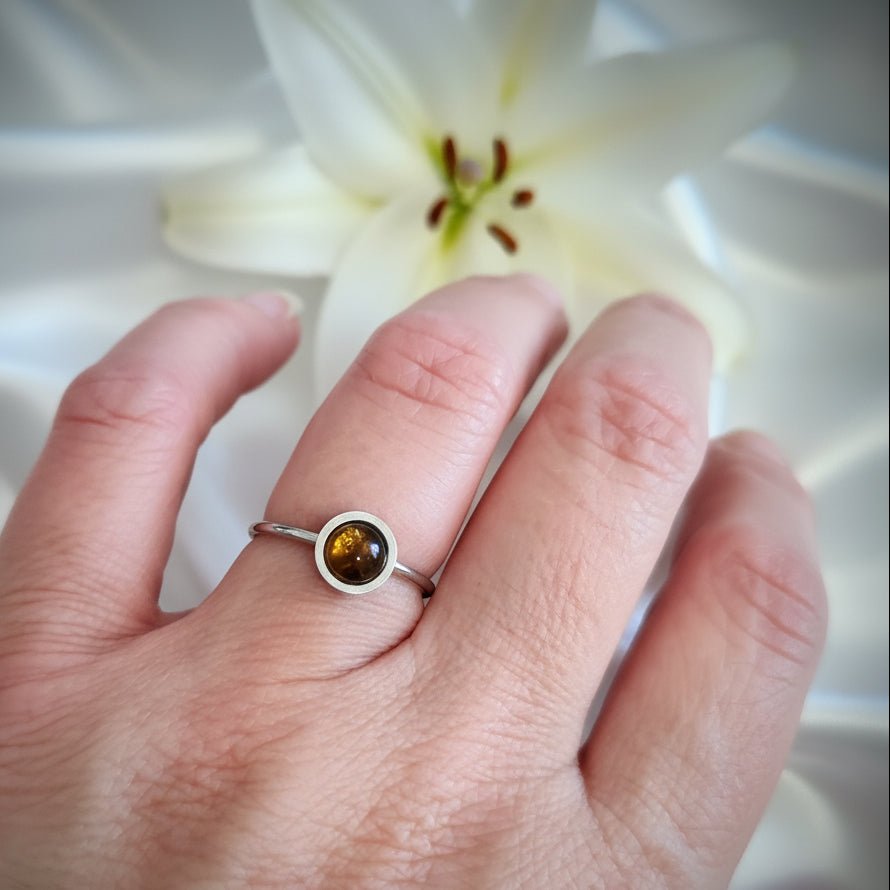 Bague en oeil de tigre ou taureau, argenté, ajustable, au choix - Secret de Cristaux