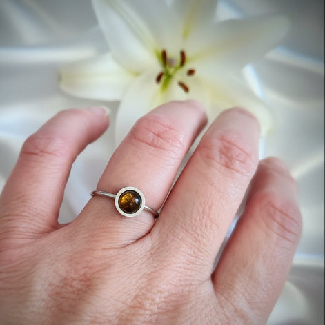 Bague en oeil de tigre ou taureau, argenté, ajustable, au choix - Secret de Cristaux