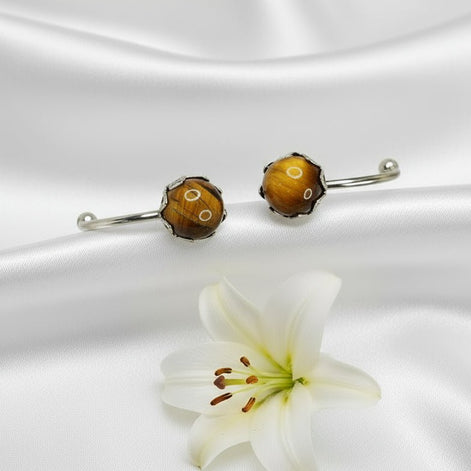 Bague en oeil de tigre ou taureau, argenté, ajustable, au choix - Secret de Cristaux