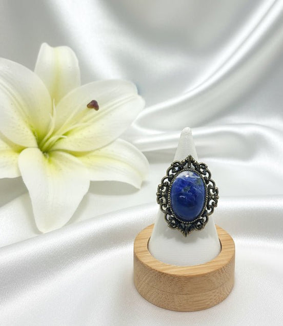 Bague en sodalite et en laiton - Secret de Cristaux