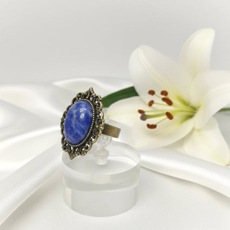 Bague en sodalite et en laiton - Secret de Cristaux