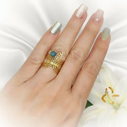 Bague en Apatite feuille doré fine ou large au choix - Secret de Cristaux