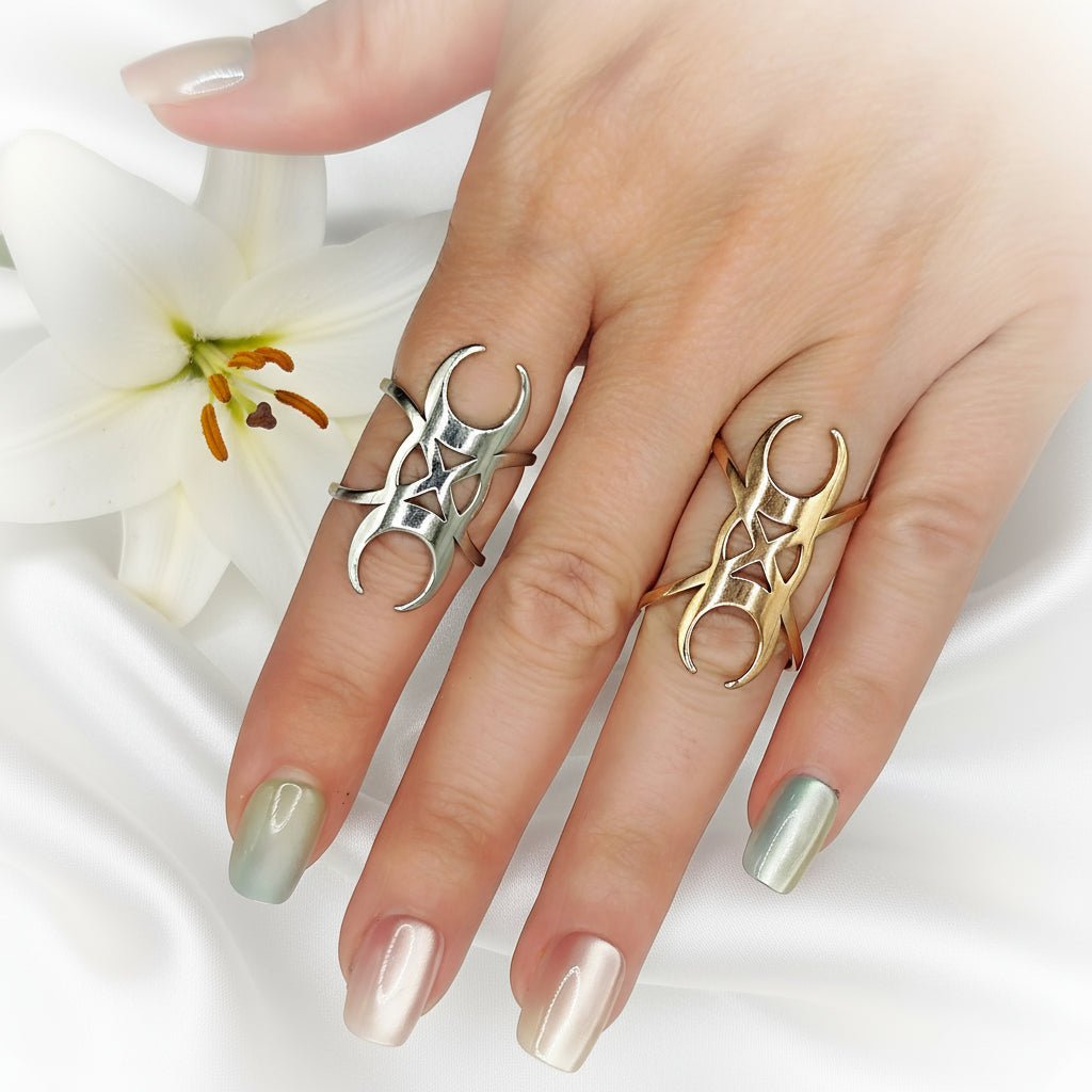 Bague lune sacré en acier inoxydable 3cm - Secret de Cristaux