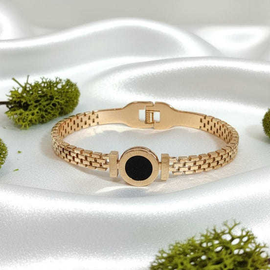 Bracelet jonc offert dès 600 points, en acier inoxydable doré - Secret de Cristaux