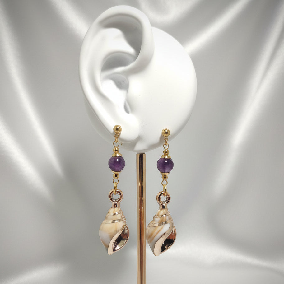 Boucles d'oreilles Coquillages et pierre