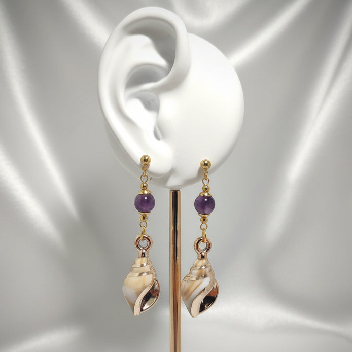Boucles d'oreilles Coquillages et pierre