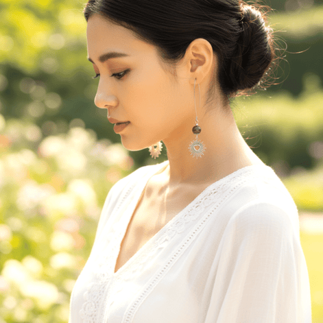 Boucles d'oreilles déclaration argenté en améthyste ou jaspe mokaite - Secret de Cristaux