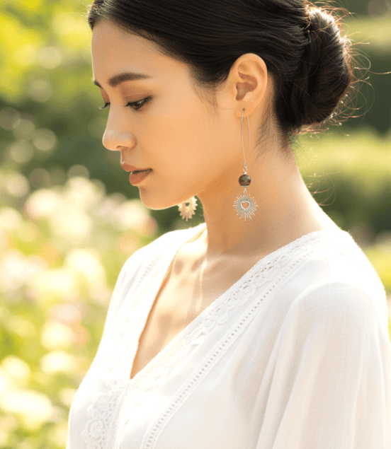 Boucles d'oreilles déclaration argenté en améthyste ou jaspe mokaite - Secret de Cristaux