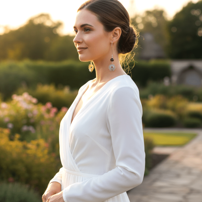 Boucles d'oreilles déclaration argenté en améthyste ou jaspe mokaite - Secret de Cristaux