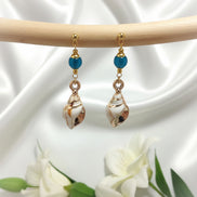Boucles d'oreilles dorée Coquillages pierre