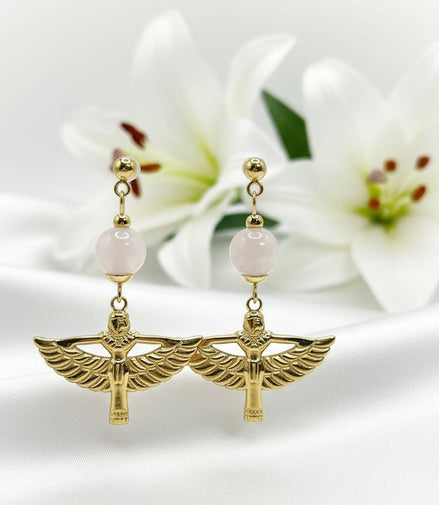 Boucles d'oreilles Isis, Doré ou argenté, pierre au choix - Secret de Cristaux