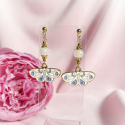 Boucles d'oreilles papillons quartz rose