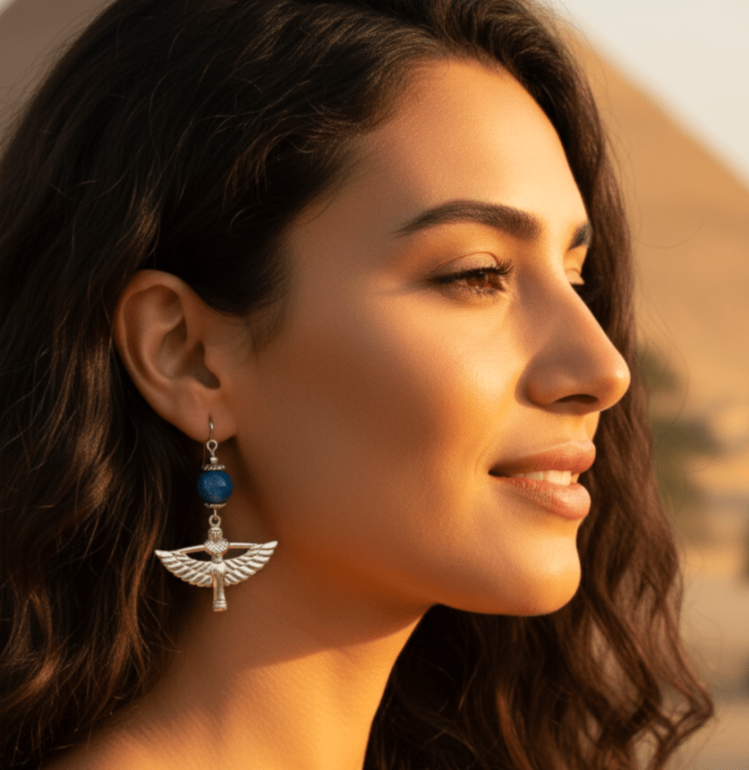 Boucles d'oreilles Isis, Doré ou argenté, pierre au choix - Secret de Cristaux