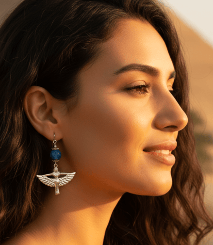 Boucles d'oreilles Isis, Doré ou argenté, pierre au choix - Secret de Cristaux