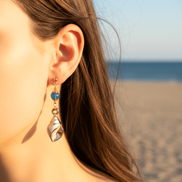 Boucles d'oreilles Coquillages dorée, pierre sur mesure - Secret de Cristaux