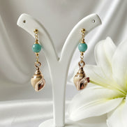 Boucles d'oreilles Coquillage doré pierre