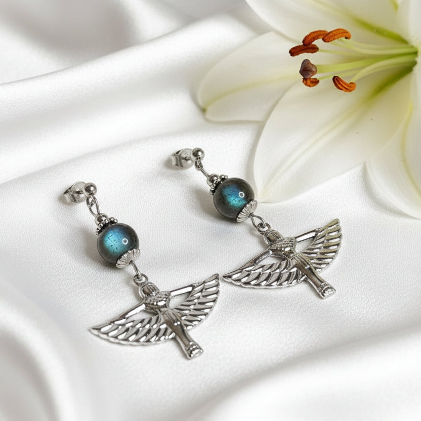 Boucles d'oreilles Isis labradorite