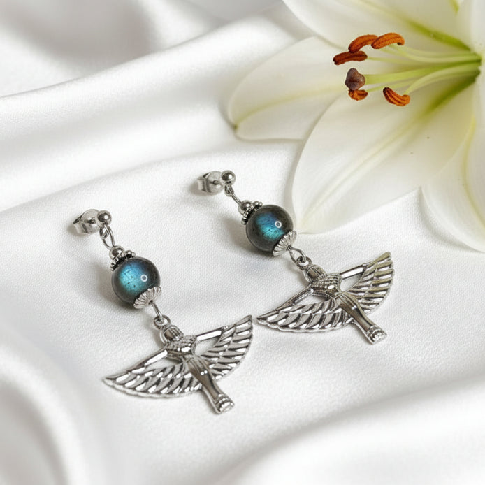 Boucles d'oreilles Isis labradorite