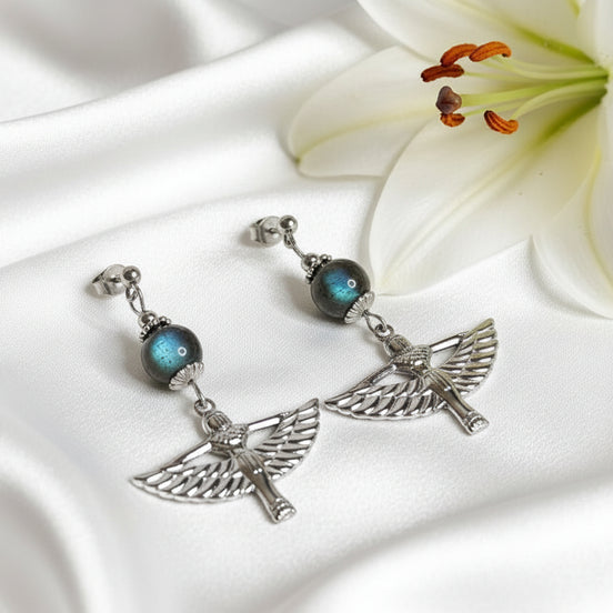 Boucles d'oreilles Isis labradorite