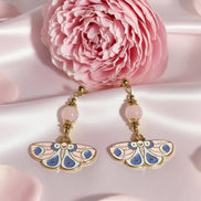 Boucles d'oreilles papillons quartz rose Secret de Cristaux