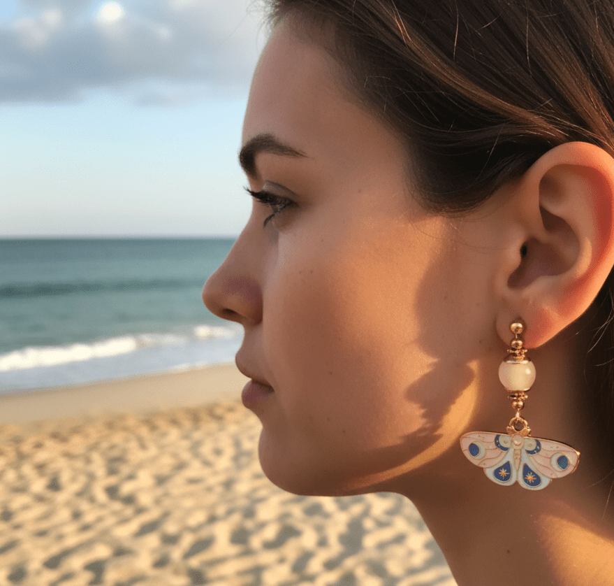 Boucles d'oreilles papillons quartz rose, apatite ou rhodochrosite - Secret de Cristaux