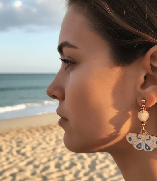 Boucles d'oreilles papillons quartz rose, apatite ou rhodochrosite - Secret de Cristaux