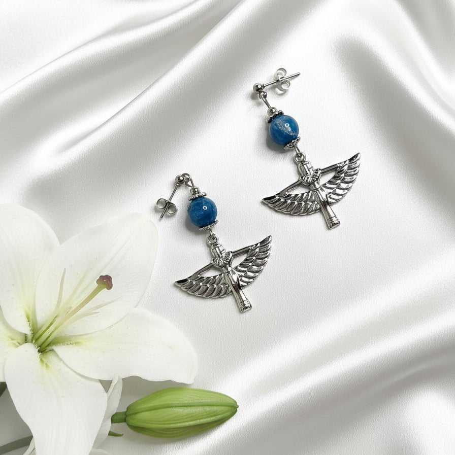 Boucles d'oreilles Isis, Doré ou argenté, pierre au choix - Secret de Cristaux