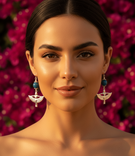 Boucles d'oreilles Isis, Doré ou argenté, pierre au choix - Secret de Cristaux