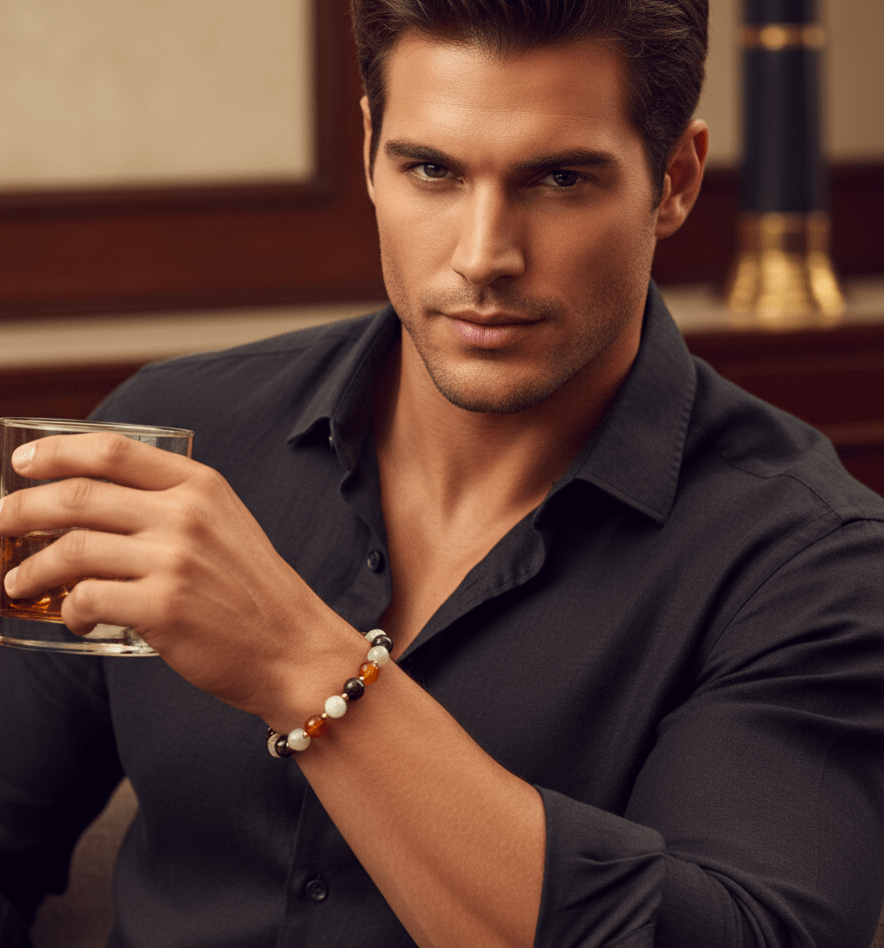 Bracelet Vitalité libido en cornaline grenat pierre de lune sur mesure - Secret de Cristaux