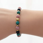 Bracelet deuil en pierre de rhodonite, malachite, tourmaline
