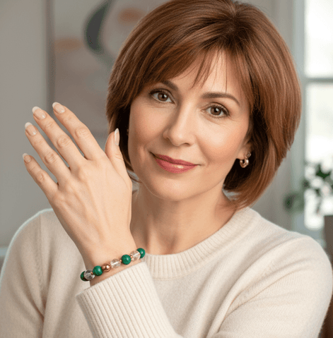 Bracelet Douleurs Arthrose en malachite et quartz - Secret de Cristaux