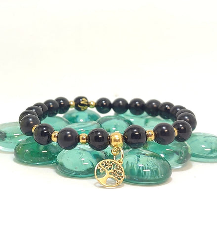 Bracelet Protection électromagnétique en shungite et tourmaline noire - Secret de Cristaux