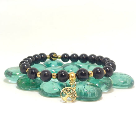 Bracelet Protection électromagnétique en shungite et tourmaline noire - Secret de Cristaux