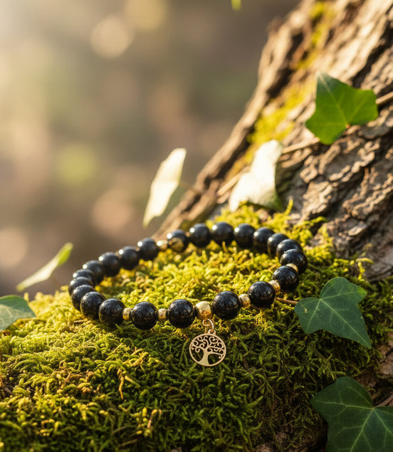 Bracelet Protection électromagnétique en shungite et tourmaline noire - Secret de Cristaux