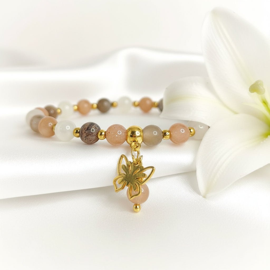 Bracelet en pierre de lune multicolore extra sur mesure - Secret de Cristaux