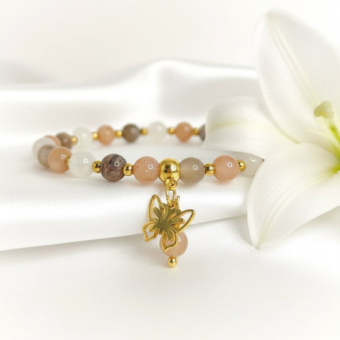 Bracelet en pierre de lune multicolore extra sur mesure - Secret de Cristaux