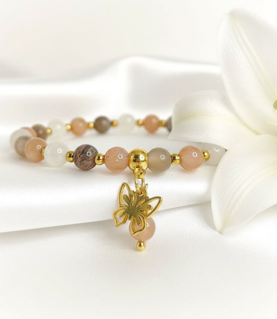 Bracelet en pierre de lune multicolore extra sur mesure - Secret de Cristaux