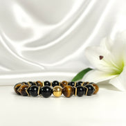 Bracelet de Protection, tourmaline noire, Obsidienne, œil de tigre