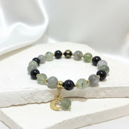 Bracelet protection énergétique, Labradorite, tourmaline noire, préhnite 