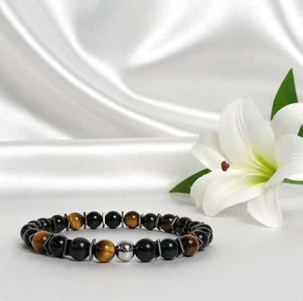 Bracelet de Protection, tourmaline noire, Obsidienne, œil de tigre - Secret de Cristaux