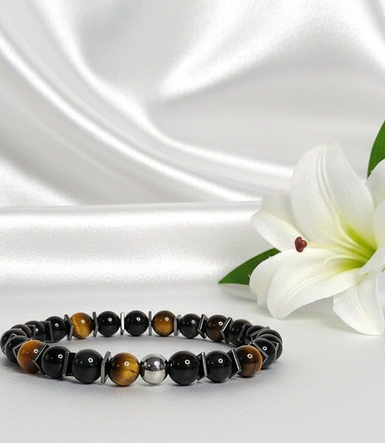 Bracelet de Protection, tourmaline noire, Obsidienne, œil de tigre - Secret de Cristaux