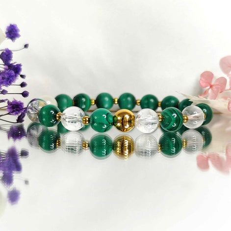 Bracelet Douleurs Arthrose en malachite et quartz - Secret de Cristaux