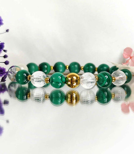 Bracelet Douleurs Arthrose en malachite et quartz - Secret de Cristaux