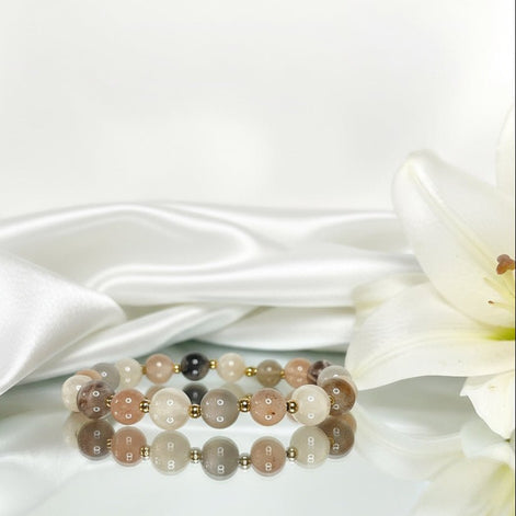 Bracelet en pierre de lune multicolore extra sur mesure - Secret de Cristaux