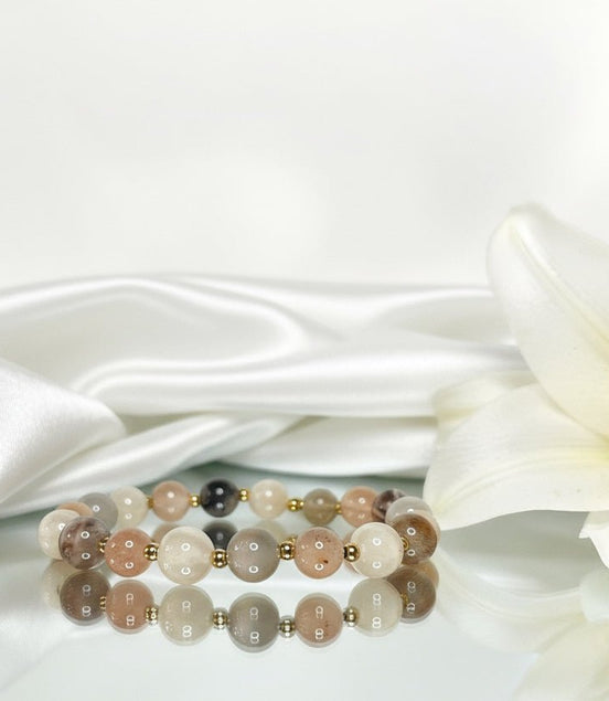 Bracelet en pierre de lune multicolore extra sur mesure - Secret de Cristaux