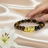 Bracelet  tourmaline noire, Obsidienne, œil de tigre 