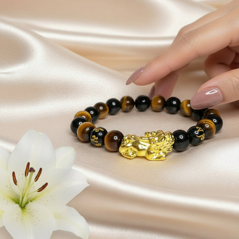 Bracelet de Protection, tourmaline noire, Obsidienne, œil de tigre - Secret de Cristaux